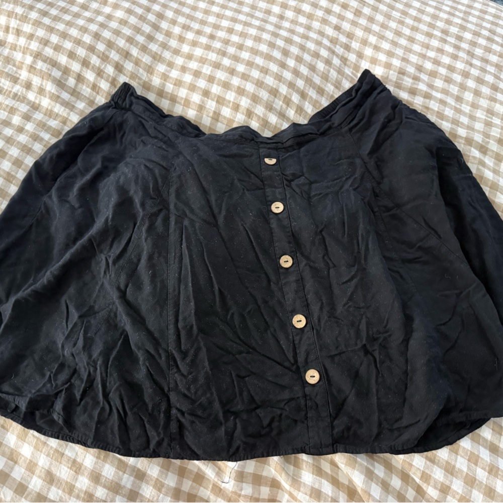Modcloth Black A-Line Skirt with Button Detail